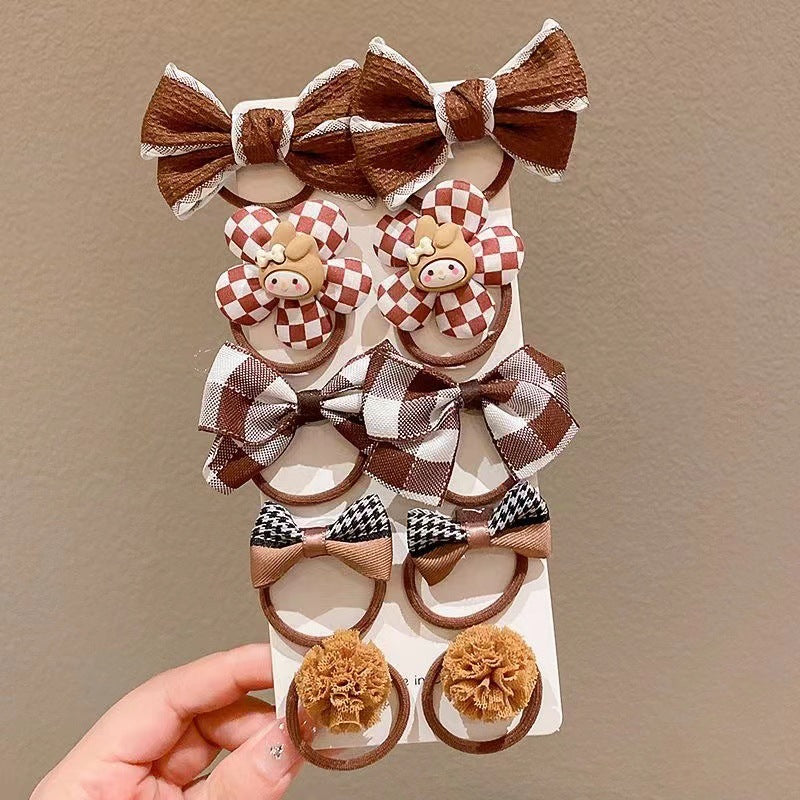 Wholesale Multi Piece Set Autumn and Winter Plush Hair Clip, Children's Coffee Color Cute Forehead Bangs Hair Clip